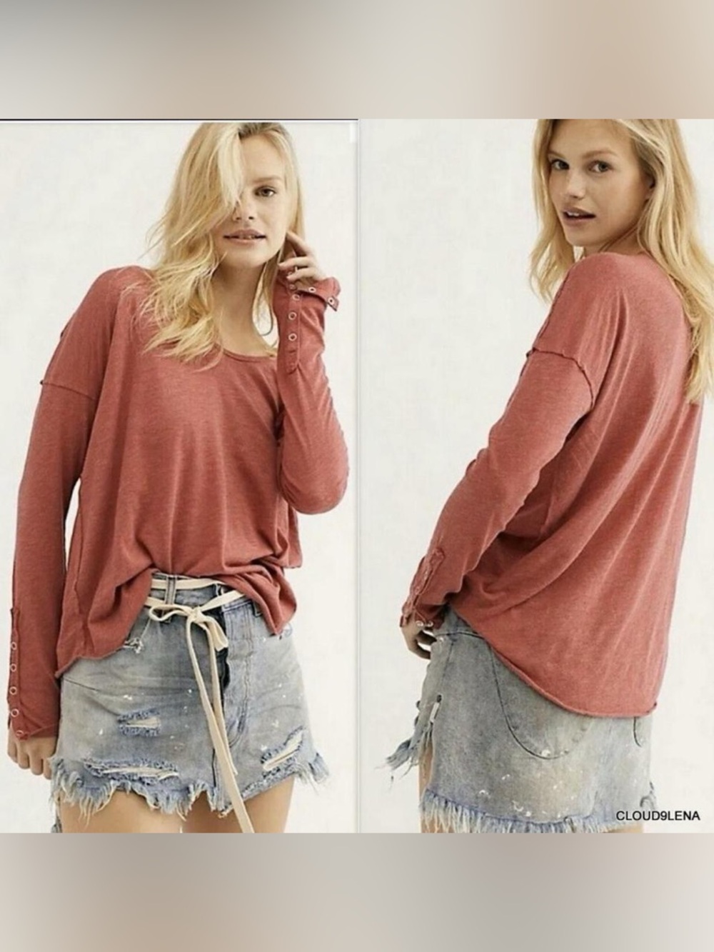 Free People Crimson Sienna de Mayo Long Sleeve Top